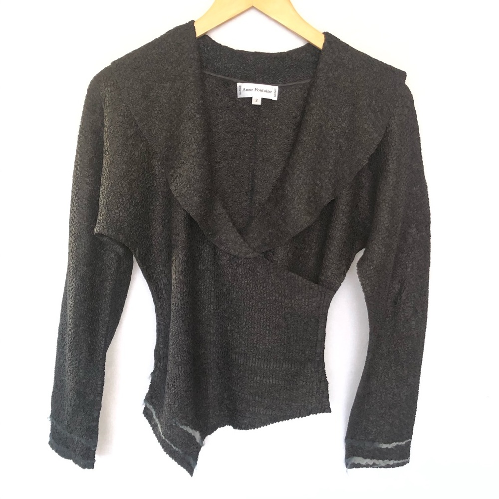 Anne Fontaine Crinkle Asymmetrical Medina Blouse 2 - Picture 2 of 8